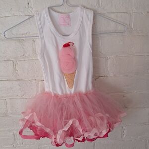 Mud Pie Pink and White Ice Cream Tutu Dress